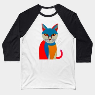 Colorful SmilingPop Art Cat Baseball T-Shirt